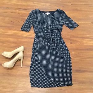 Navy polka dot midi dress